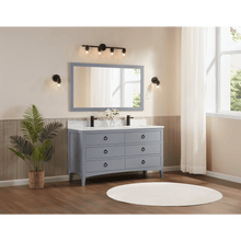 Load image into Gallery viewer, Legion Furniture WS2518-60-CD 60&quot; CADET FINISH SOLID WOOD SINK VANITY  WITH 1&#39; ARTIFICIAL STONE TOP