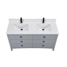 Load image into Gallery viewer, Legion Furniture WS2518-60-CD 60&quot; CADET FINISH SOLID WOOD SINK VANITY  WITH 1&#39; ARTIFICIAL STONE TOP