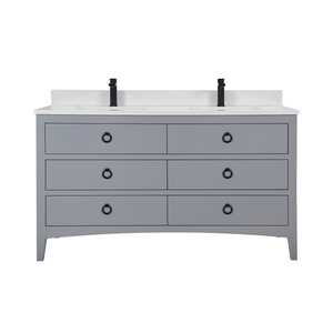 Legion Furniture WS2518-60-CD 60" CADET FINISH SOLID WOOD SINK VANITY  WITH 1' ARTIFICIAL STONE TOP