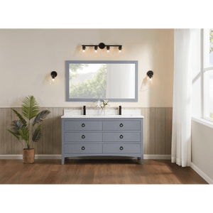 Legion Furniture WS2518-60-CD 60" CADET FINISH SOLID WOOD SINK VANITY  WITH 1' ARTIFICIAL STONE TOP