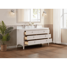 Load image into Gallery viewer, Legion Furniture WS2518-60-DW 60&quot; DREAMY WHITE FINISH SOLID WOOD SINK VANITY  WITH 1&#39; ARTIFICIAL STONE TOP