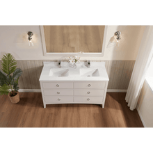 Load image into Gallery viewer, Legion Furniture WS2518-60-DW 60&quot; DREAMY WHITE FINISH SOLID WOOD SINK VANITY  WITH 1&#39; ARTIFICIAL STONE TOP