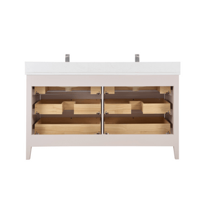 Legion Furniture WS2518-60-DW 60" DREAMY WHITE FINISH SOLID WOOD SINK VANITY  WITH 1' ARTIFICIAL STONE TOP