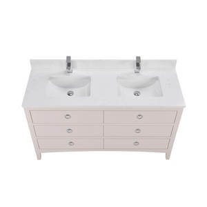 Legion Furniture WS2518-60-DW 60" DREAMY WHITE FINISH SOLID WOOD SINK VANITY  WITH 1' ARTIFICIAL STONE TOP