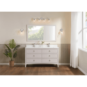 Legion Furniture WS2518-60-DW 60" DREAMY WHITE FINISH SOLID WOOD SINK VANITY  WITH 1' ARTIFICIAL STONE TOP