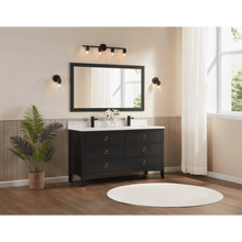 Load image into Gallery viewer, Legion Furniture WS2518-60-TB 60&quot; TRICORN BLACK FINISH SOLID WOOD SINK VANITY  WITH 1&#39; ARTIFICIAL STONE TOP