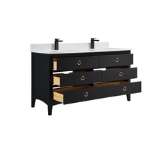 Load image into Gallery viewer, Legion Furniture WS2518-60-TB 60&quot; TRICORN BLACK FINISH SOLID WOOD SINK VANITY  WITH 1&#39; ARTIFICIAL STONE TOP