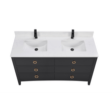 Load image into Gallery viewer, Legion Furniture WS2518-60-TB 60&quot; TRICORN BLACK FINISH SOLID WOOD SINK VANITY  WITH 1&#39; ARTIFICIAL STONE TOP