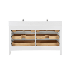 Legion Furniture WS2518-60-W 60" WHITE FINISH SOLID WOOD SINK VANITY WITH 1" ARTIFICIAL STONE TOP