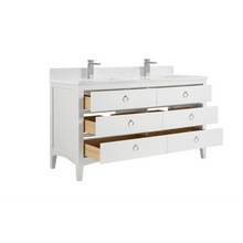 Load image into Gallery viewer, Legion Furniture WS2518-60-W 60&quot; WHITE FINISH SOLID WOOD SINK VANITY WITH 1&quot; ARTIFICIAL STONE TOP