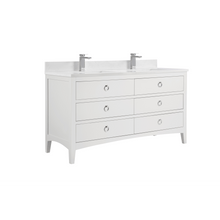 Load image into Gallery viewer, Legion Furniture WS2518-60-W 60&quot; WHITE FINISH SOLID WOOD SINK VANITY WITH 1&quot; ARTIFICIAL STONE TOP