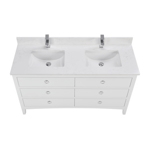 Legion Furniture WS2518-60-W 60" WHITE FINISH SOLID WOOD SINK VANITY WITH 1" ARTIFICIAL STONE TOP