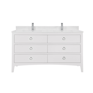 Legion Furniture WS2518-60-W 60" WHITE FINISH SOLID WOOD SINK VANITY WITH 1" ARTIFICIAL STONE TOP