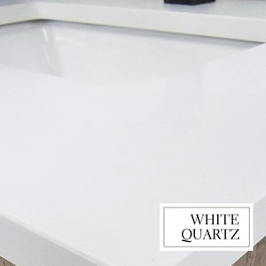Lexora LD342248SAWQM46 Dukes 48" White Single Vanity, White Quartz Top, White Square Sink and 46" Mirror