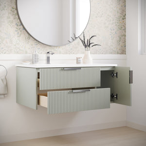 Fresca FCB4336SGE-UNS-L-CWH-U Camille 36" Floating Bathroom Cabinet with Top & Sink in Whispering Sage