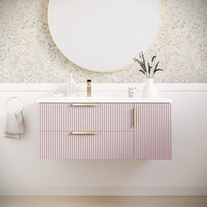 Fresca FCB4336PNK-UNS-L-CWH-U Camille 36" Floating Bathroom Cabinet with Top & Sink in Vintage Rose