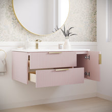 Load image into Gallery viewer, Fresca FCB4336PNK-UNS-L-CWH-U Camille 36&quot; Floating Bathroom Cabinet with Top &amp; Sink in Vintage Rose