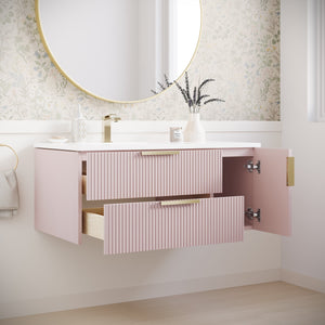 Fresca FCB4336PNK-UNS-L-CWH-U Camille 36" Floating Bathroom Cabinet with Top & Sink in Vintage Rose