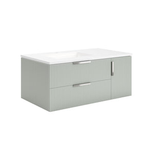 Fresca FCB4336SGE-UNS-L-CWH-U Camille 36" Floating Bathroom Cabinet with Top & Sink in Whispering Sage