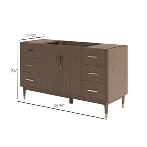Fresca FCB4460MBIR Sawyer 60" Freestanding Bathroom Cabinet in Mocha Birch