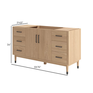 Fresca FCB4460SOAK Sawyer 60" Freestanding Bathroom Cabinet in Sunburst Oak