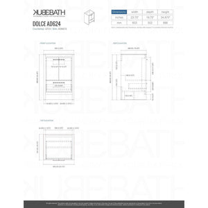 Kubebath AD624HG Dolce 24″ Ash Gray Modern Bathroom Vanity with White Quartz Counter-Top