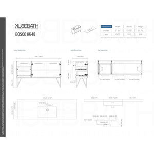 Kubebath KB48NW Bosco 48" Modern Bathroom Vanity w/ Quartz Countertop and Matching Mirror