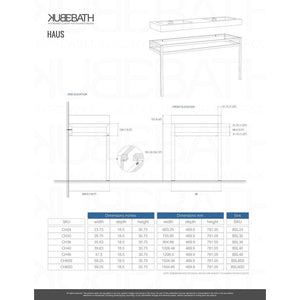 Kubebath CH24 Haus 24" Stainless Steel Console w/ White Acrylic Sink - Chrome
