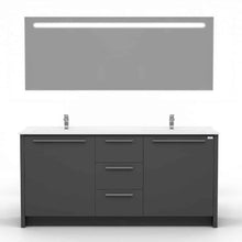 Load image into Gallery viewer, Casa Mare Nona 60&quot; Glossy Gray Modern Double Sink Freestanding Bathroom Vanity and Sink Combo - NONA152GG-60-MSC