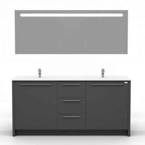 Casa Mare Nona 60" Glossy Gray Modern Double Sink Freestanding Bathroom Vanity and Sink Combo - NONA152GG-60-MSC