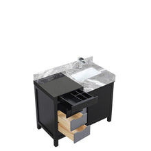 Load image into Gallery viewer, Lexora LZ342242SLISFMC Zilara 42&quot; Black and Grey Vanity, Castle Grey Marble Top, White Square Sink, and Monte Chrome Faucet