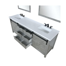 Load image into Gallery viewer, Lexora LM342280DHCSM30F Marsyas 80&quot; Ash Grey Double Vanity Ash Grey, White Quartz Top, White Square Sinks and 30&quot; Mirrors w/ Faucets