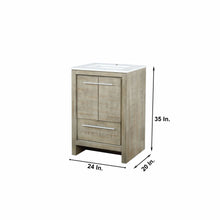 Load image into Gallery viewer, Lexora LLF24SKSOSM18 Lafarre 24&quot; Rustic Acacia Bathroom Vanity, White Quartz Top, White Square Sink, and 18&quot; Frameless Mirror