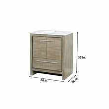 Load image into Gallery viewer, Lexora LLF30SKSOS000 Lafarre 30&quot; Rustic Acacia Bathroom Vanity, White Quartz Top, and White Square Sink