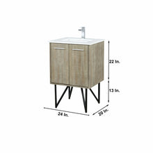 Load image into Gallery viewer, Lexora LLC24SKSOS000FCH Lancy 24&quot; Rustic Acacia Bathroom Vanity, White Quartz Top, White Square Sink, and Monte Chrome Faucet Set