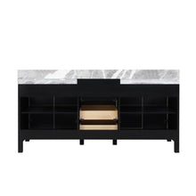 Load image into Gallery viewer, Lexora LZ342272DLISM28 Zilara 72&quot; Black and Grey Double Vanity, Castle Grey Marble Tops, White Square Sinks, and 28&quot; Frameless Mirrors