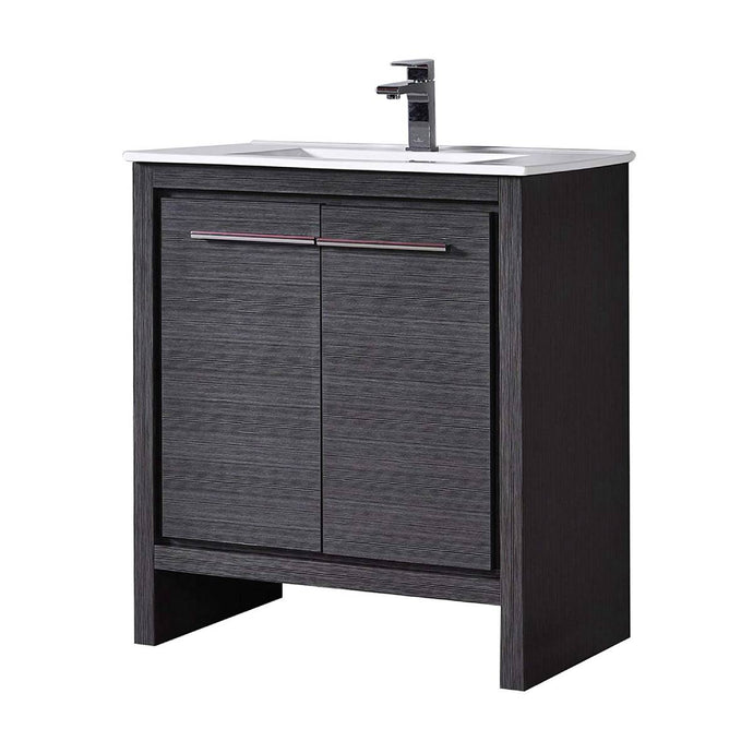 Blossom 014 30 16 C Milan 30 Inch Vanity with Ceramic Sink - Silver Grey