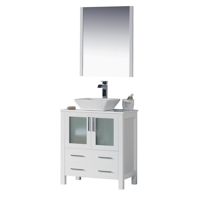 Blossom 001 30 01 V M Sydney 30 Inch Vanity with Ceramic Vessel Sink & Mirror - White