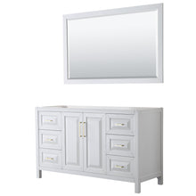 Load image into Gallery viewer, Wyndham Collection WCV252560SWGCXSXXM58 Daria 60 Inch Single Bathroom Vanity in White, No Countertop, No Sink, 58 Inch Mirror, Brushed Gold Trim