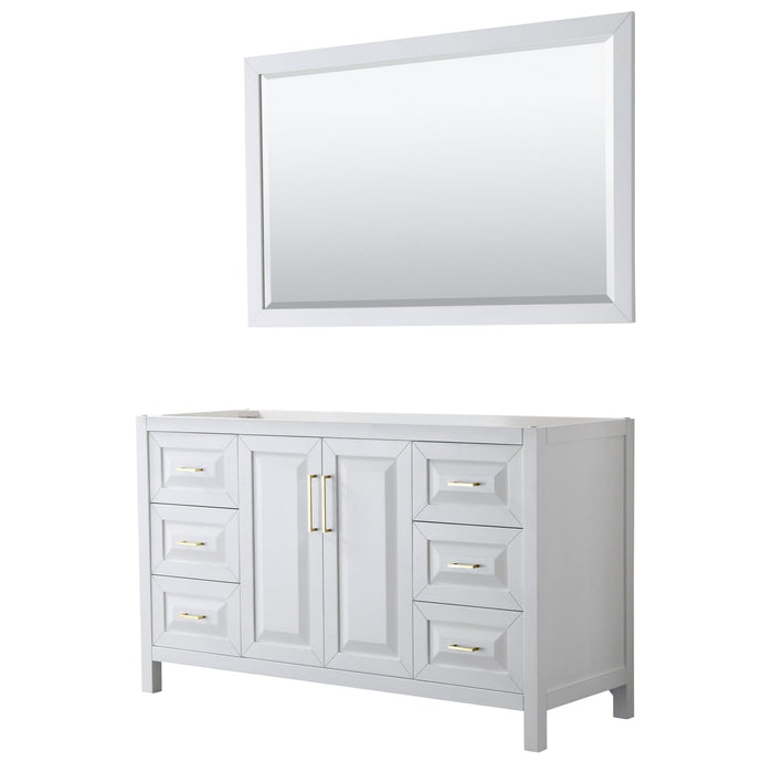 Wyndham Collection WCV252560SWGCXSXXM58 Daria 60 Inch Single Bathroom Vanity in White, No Countertop, No Sink, 58 Inch Mirror, Brushed Gold Trim