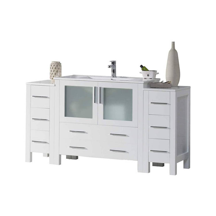 Blossom 001 60S2 01 C Sydney 60 Inch Vanity with Ceramic Sink - White