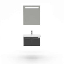 Load image into Gallery viewer, Aspe 24&quot; Glossy Gray Bathroom Vanity and Ceramic Sink Combo with LED Mirror - Aspe60GG-24-MSC-S