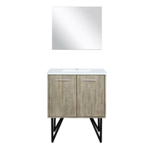 Load image into Gallery viewer, Lexora LLC30SKSOSM28 Lancy 30&quot; Rustic Acacia Bathroom Vanity, White Quartz Top, White Square Sink, and 28&quot; Frameless Mirror