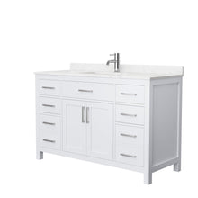 Load image into Gallery viewer, Wyndham Collection WCG242454SWHCCUNSMXX Beckett 54 Inch Single Bathroom Vanity in White, Carrara Cultured Marble Countertop, Undermount Square Sink, No Mirror