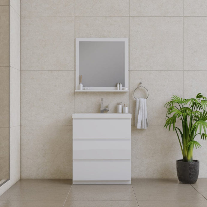 Alya Bath AB-MOA30-W Paterno 30 inch Modern Freestanding Bathroom Vanity, White