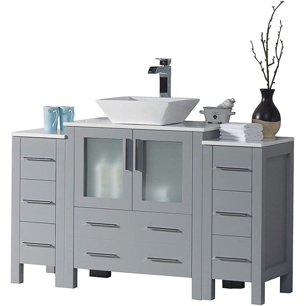 Blossom 001 54 15 V Sydney 54 Inch Vanity with Ceramic Vessel Sink - Metal Gray