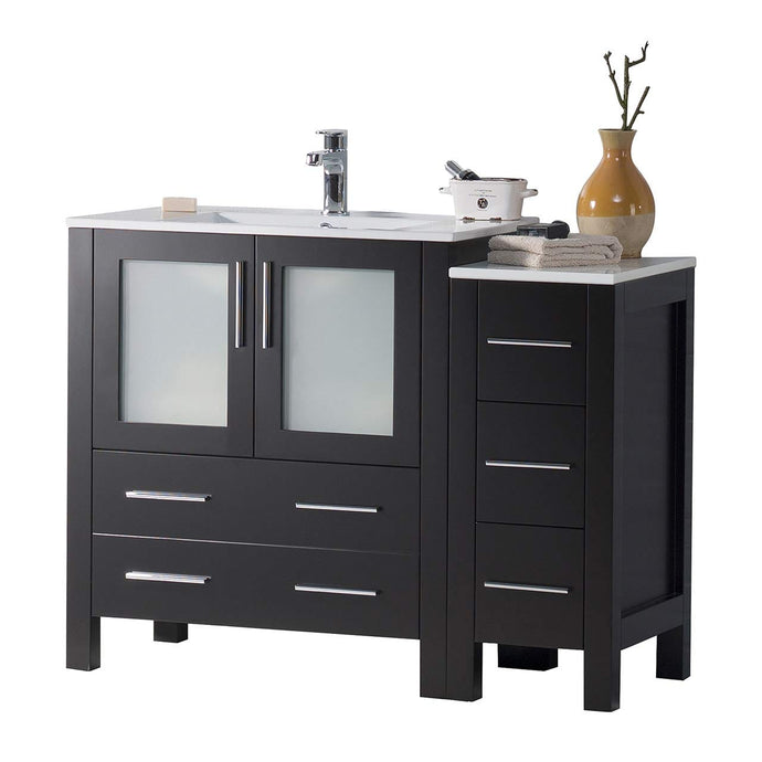 Blossom 001 42S 02 C Sydney 42 Inch Vanity with Ceramic Sink & Side Cabinet - Espresso