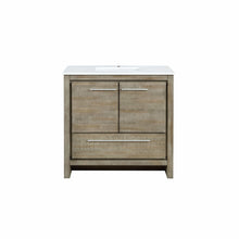 Load image into Gallery viewer, Lexora LLF36SKSOS000 Lafarre 36&quot; Rustic Acacia Bathroom Vanity, White Quartz Top, and White Square Sink