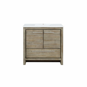 Lexora LLF36SKSOS000 Lafarre 36" Rustic Acacia Bathroom Vanity, White Quartz Top, and White Square Sink