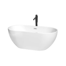 Load image into Gallery viewer, Wyndham Collection WCOBT200060PCATPBK Brooklyn 60 Inch Freestanding Bathtub in White with Polished Chrome Trim and Floor Mounted Faucet in Matte Black